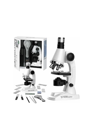 Oyuncak Işıklı Pilli Mikroskop, Eğitici Set, 100x-300x-400x-900x Büyütme