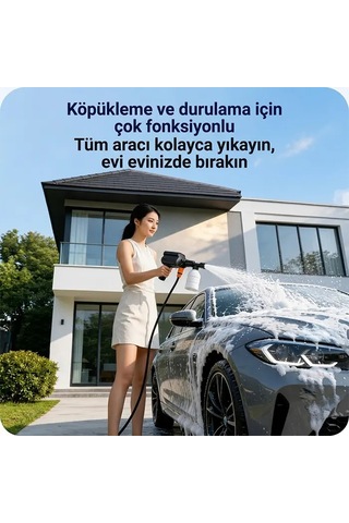 Ezere Turbowash Şarjlı 60 Bar Yüksek Basınçlı Oto Araba Bahçe Yıkama Ve Temizleme Tabancası Makinesi- 5775