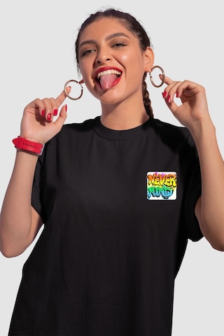 Unisex Renkli Graffiti Baskılı Oversize Beyaz T-shirt Siyah