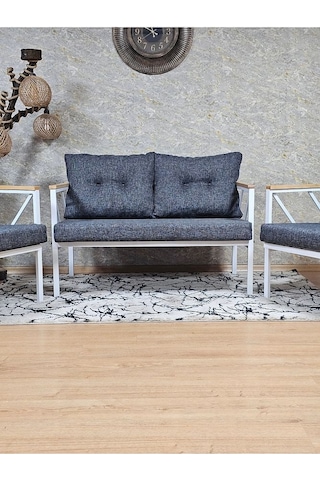 Beyaz Boyalı Bahçe - Balkon - Mutfak Çay Seti Takımı Bahçe Koltuk Çok Renkli