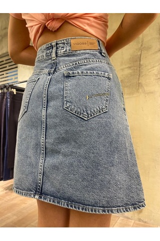 Vigoss Kadın Mini Denim Etek 50455-00422 Koyu Mavi