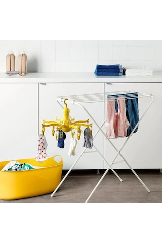 Ikea Pressa 16 Mandallı Katlanabilir Çamaşır Kurutma Askısı 40 X 26 Cm Sarı