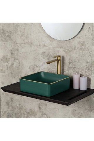 Lena - Tezgah Üstü Porselen Lavabo Yeşil Outlet - E-4070y- Diğer