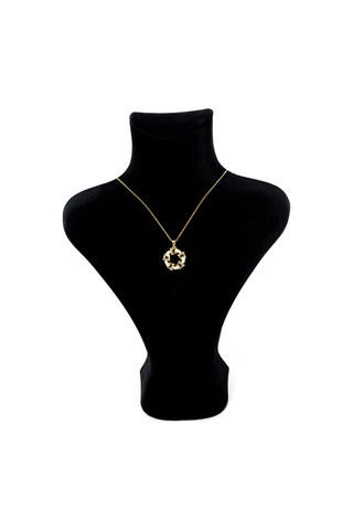 Biem Çiçekli Yuvarlak Çelik Kolye Gold/gümüş
