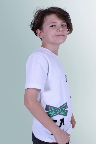 Panios Kids X Baskılı Sıfır Yaka Erkek Çocuk Beyaz T-shirt Beyaz