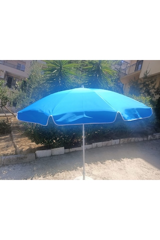Esk 10 Telli Plaj Balkon Bahçe Şemsiyesi Eğilebilir 200 Cm Çap Kalın Kumaş Mavi Mavi