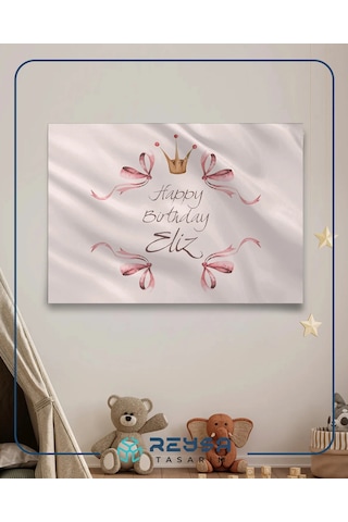 Pembe Fiyonk Temalı Doğum Günü Afişi 50x70 Cm