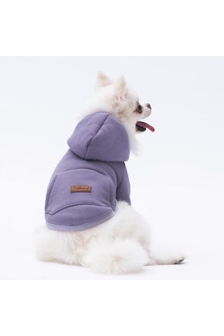 Koyu Lila Kanguru Cepli Kedi-köpek Hoodie- Sweatshirt Kedi Köpek Kıyafeti