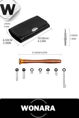 Özel Üretim 112 Gr Ağırlığında Hafif Hassas Tamirat İçin Mini Çıtçıtlı Cüzdan Tornavida Seti