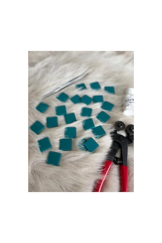 Sanatsal Mozaik Koyu Turkuaz 2,5x2,5cm Mozaik Sanatı Malzeme 100gr