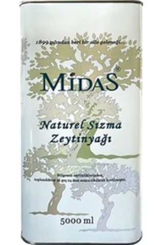 Midas Soğuk Sıkım Natürel Sızma Zeytinyağı Teneke 5 L