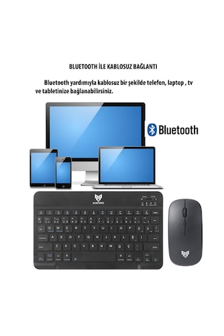 Blueforce Km-33 Wireless Bluetooth Kablosuz Klavye Mouse Set Siya