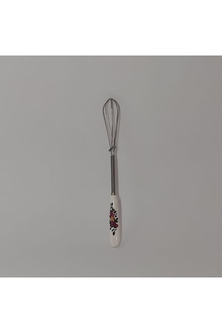 Küçük Boy Kahve Çırpıcı Mini Porselen Saplı Süt Yumurta Çırpıcı 20 Cm Desenli Küçük Karıştırıcı Beyaz