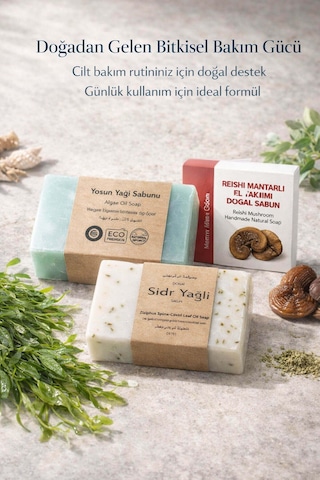 Botanik Özlü 3 Lü Doğal Sabun Seti Özel Bitkisel Seri Yosun