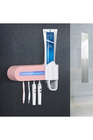 Sones Akıllı Diş Fırçası Sterilizatörü Uv Sterilizasyon Elektrikli Duvara Monte Diş Fırçalama Bardak Rafı Pembe Diğer