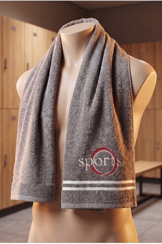 %100 Pamuk Spor Havlusu 30x100 Cm Gramajlı, Uzun Spor Havlusu, Fitness, Pilates, Antrenman Ve Gym Havlusu - Gri Grı