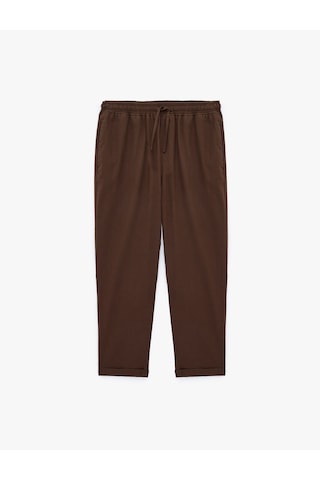 Koton Slim Fit Keten Karışımlı Cepli Beli Lastikli Bağcıklı Pantolon Kahverengi 6sam40169hw Çikolata Kahve