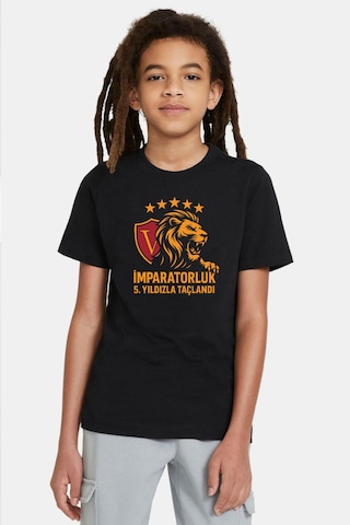 Tshirthane 5 Yıldız Sarı Kırmızı İmparatorluk Siyah Çocuk Tshirt SIYAH