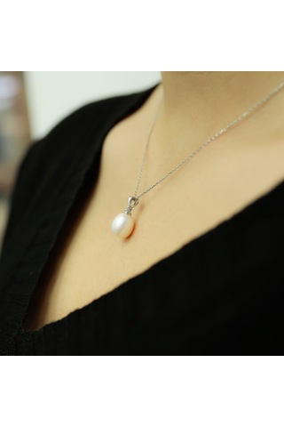 Lova Pırlantalı Drop Inci Kolye - 2040022