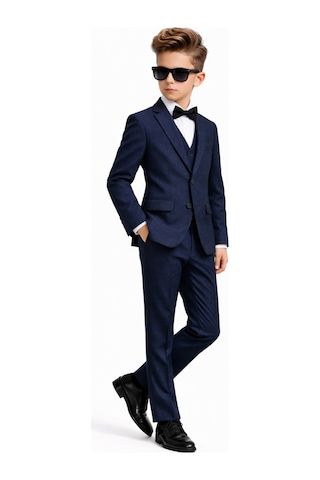 Ahengim Erkek Çocuk Slim Fit Premium Damatlık Smokin Takım Elbise Ak4000 Lacivert