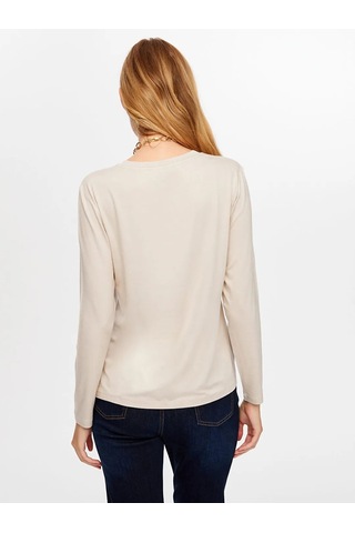 Faik Sönmez V Yaka Kadın Uzun Kol T-shirt W26tsh003 Taş