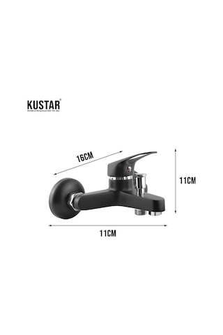 Kustar Siyah 3'lü Mix Kuğu Batarya Seti Lavabo Mutfak Banyo Siyah