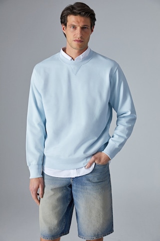 Grımelange Bonell Erkek %100 Pamuk Relaxed Bisiklet Yaka Uzun Kollu Açık Mavi Sweatshirt Açık Mavi