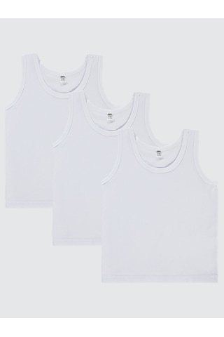 Civil Boys Erkek Çocuk 3'lü Atlet Set 2-10 Yaş Beyaz Beyaz