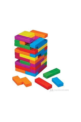 Jenga Renkli Ahşap Denge Taktik Beceri Oyunu Janga Puzzle 55