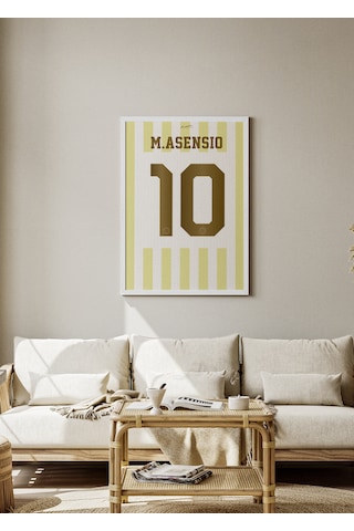 M.asensio 10 Yeni Sarı Beyaz Poster Tablo Beyaz Çerçeveli