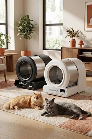 Kplb-10771 Akıllı Kendi Kendini Temizleyen Kedi Tuvaleti 60l Geniş İç Hacim & Koku Giderici Siyah