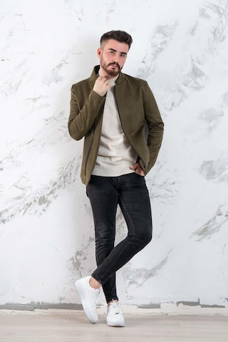 Nubuk Baharlık Slimfit Mont Yeşil
