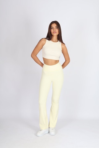 Soft&Basic Kadın Sarı İspanyol Paça Flare Yoga Tayt Pantalon Sarı