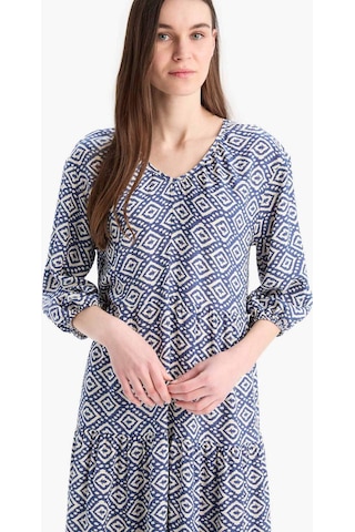 Defacto Regular Fit Desenli V Yaka Uzun Kollu Maxi Elbise E8302AX25SP İndigo