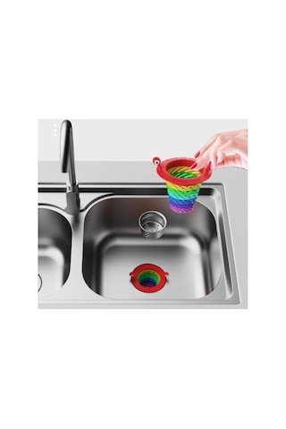 Süzgeç Mutfak Banyo Gider Koruyucu Tıkanıklık Önleyici Pratik Şık Renkli 6 Kademeli Lavabo Süzgeci Çok Renkli