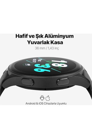 Ttec Tempus Pro 36 MM Amoled Ekranlı Yuvarlak Alüminyum Kasa Akıllı Saat