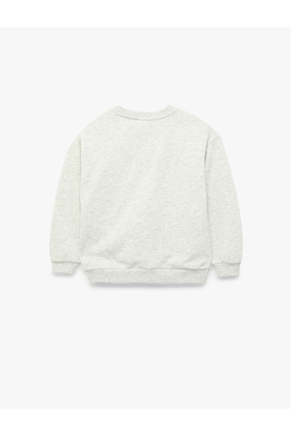 Koton Uzun Kollu Bisiklet Yaka Baskı Detaylı Sweatshirt Gri Melanj 7wmb10055tk