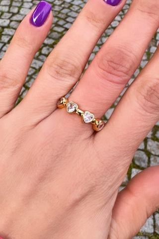 Zirkon Taşlı Kalp Yüzük - Gold Renk Gold