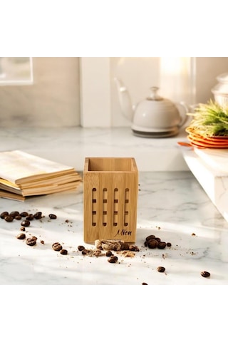 Mien Dayanıklı Bambu Delikli Kaşıklık -664