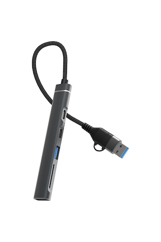 Dm Chb025 Usb-a Ve Type-c Girişli 2 Type-c 1 Usb-a Sd Micro Sd Tf Kart Okuyucu Çoklayıcı Dönüştürücü