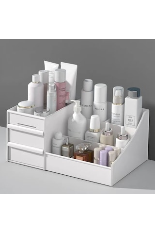 Çekmece Tip Makyaj Kutusu Yatakhane Düzenleme Plastik Depo Beyaz