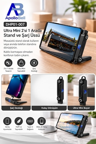 Apollobell Dhp01-007 Şarj Portlu Telefon Standı