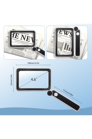 Fosenze Usb Şarjlı 4x Büyütücü - 10 Led Beyaz Işık, 3 Işık Seviyesi, Pil Göstergesi, Dokunmatik Anahtar, Gri-beyaz Katlanabilir Çok Renkli