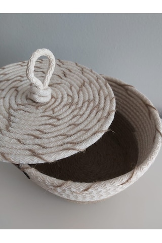 Kapaklı Hasır Sepet Saklama Kutusu Düzenleyici - 20x12 cm