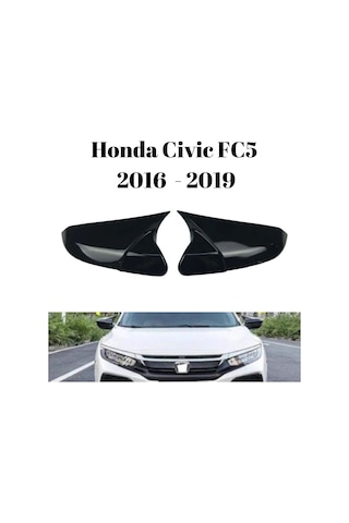 Honda Civic FC5 2016 2017 2018 2019 İle Uyumlu Araca Özel Yarasa Batman Piano Black Ayna Kapağı Takımı