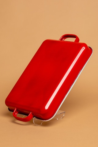 La Vita Rossa Vintage Emaye Kulplu Kırmızı Fırın Tepsisi Ebutay Kırmızı