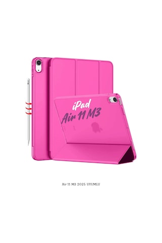 Apple Uyumlu iPad Air 11 2025 M3 Çip Katlanabilir Standlı Smart Cover Fuchsia Tablet Kılıfı Kapaklı Kılıf