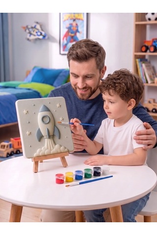 Uzaya Giden Roket 15x15 Taş Boyama Seti Çocuk Ve Yetişkin Hobi Seti