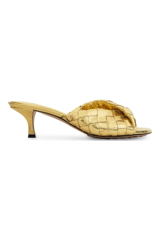 Bottega Veneta Göz Alıcı 50mm Topuklu Mule Terlik Altın