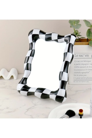 Caş Dekorasyon Siyah Ve Beyaz Renk Masa Aynası Siyah